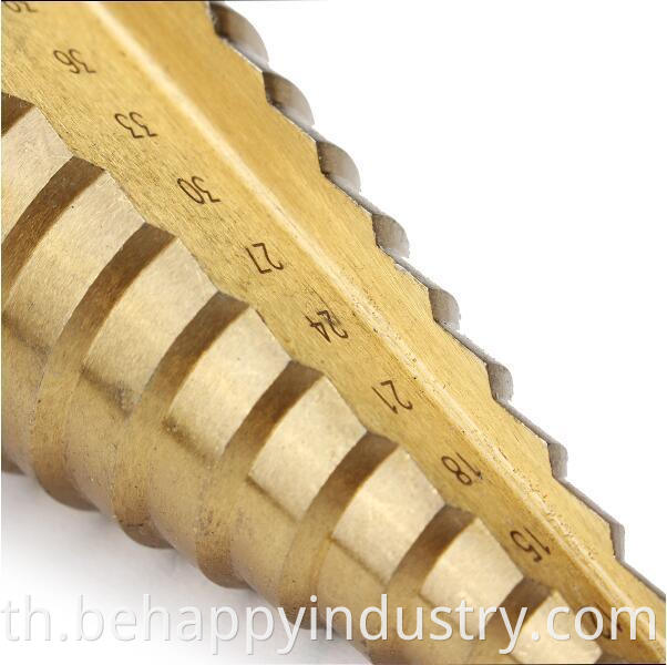 4-39 มม. HSS Round Shank Titanium Coated Step Step